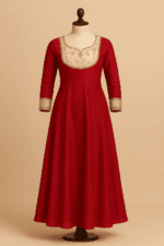 Bright Red Brocade Yoke Anarkali