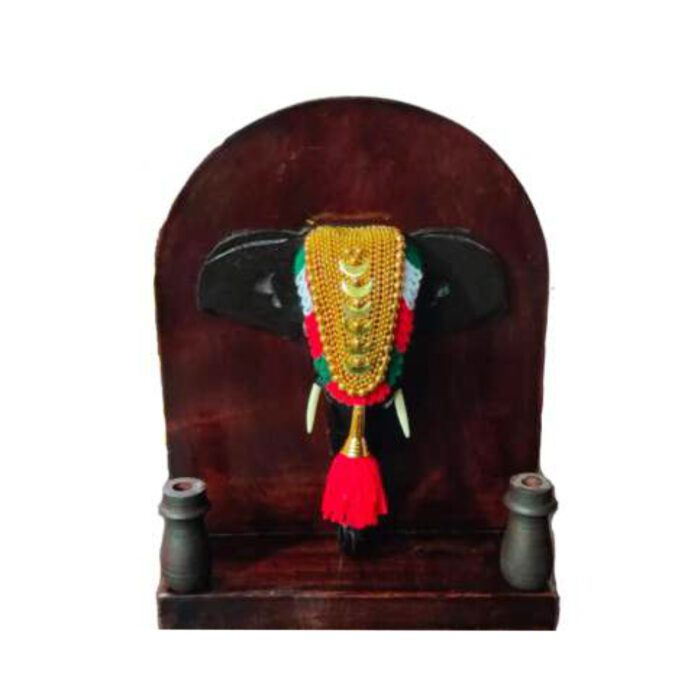 Images_0005_POORAM PENSTAND WITH ARCH Elephant Pooram Head Penstand with Arch – Traditional Indian Elephant Pen Holder - Image 1