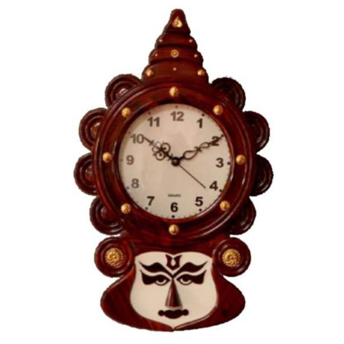Images_0066_WOODEN KADHAKAI CLOCK Wooden Kadhakali Clock (Rosewood) - Image 1