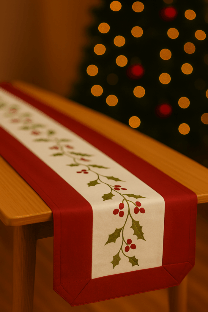 20c5609d-10c3-471d-b8d8-4e9908e68f02 Christmas Runner - Holly vines - Image 1