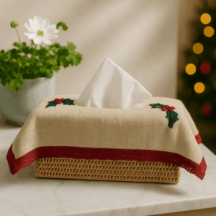 22d833d8-2390-43eb-9c28-6bccd5db57c4 Christmas Tissue Box cover - Oh Holly - Image 1