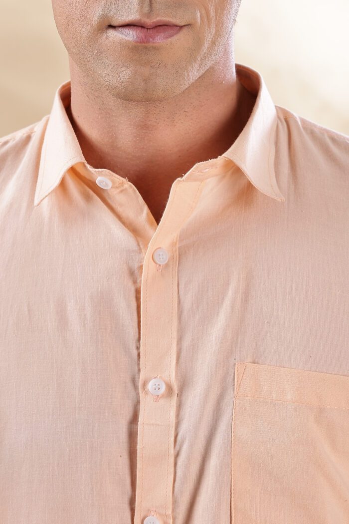 Muslin Khadi Peach Casual Shirt - Image 5