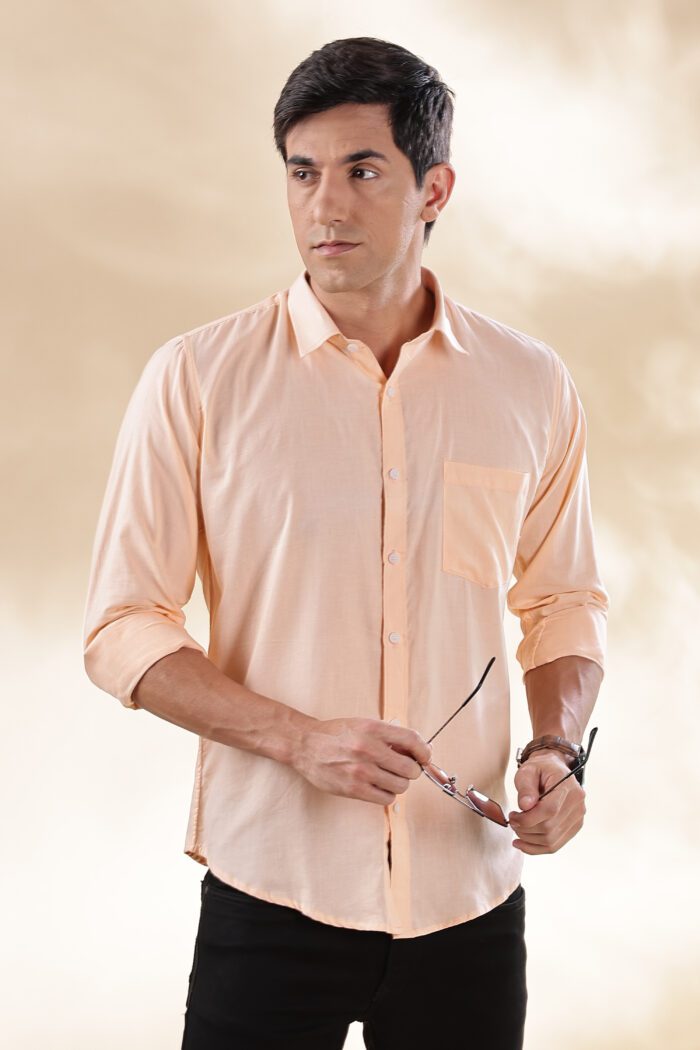 Muslin Khadi Peach Casual Shirt - Image 2