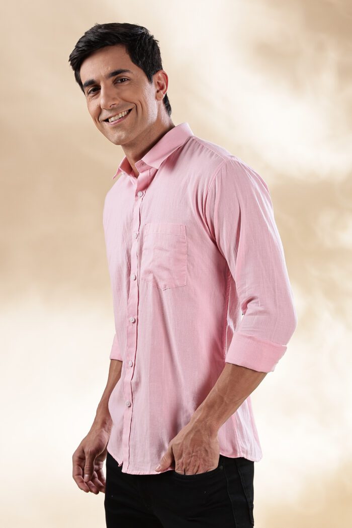 Muslin Khadi Petal Pink Casual Shirt - Image 3