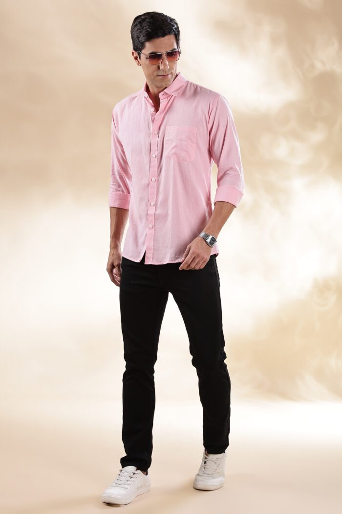 Muslin Khadi Petal Pink Casual Shirt - Image 2