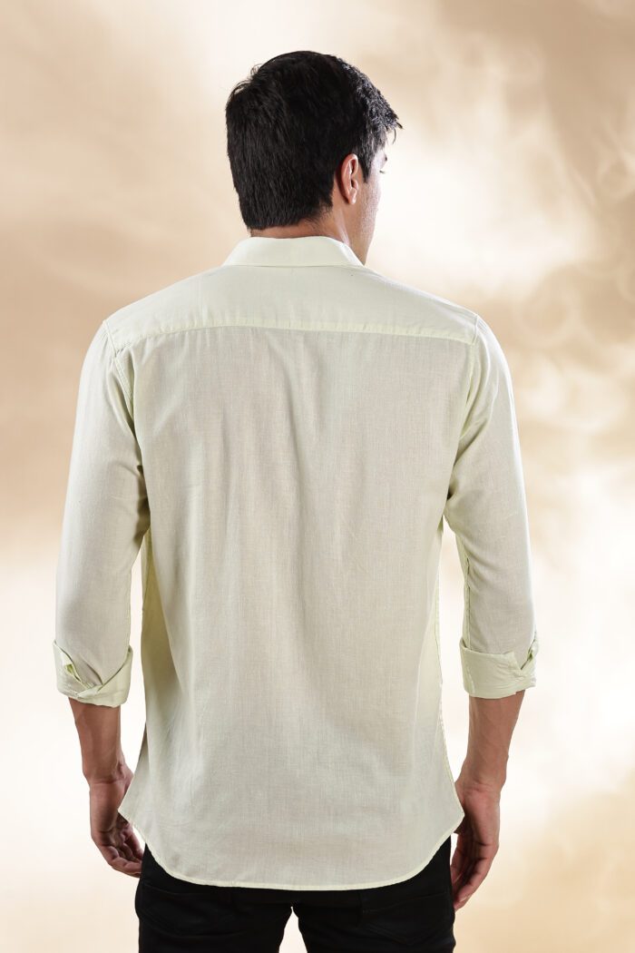 Muslin Khadi Lemon Yellow Casual Shirt - Image 4