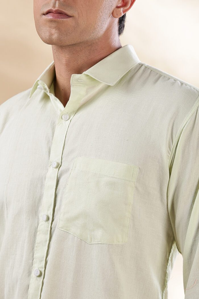 Muslin Khadi Lemon Yellow Casual Shirt - Image 3
