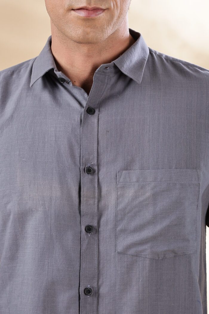 Muslin Khadi Grey Casual Shirt - Image 4