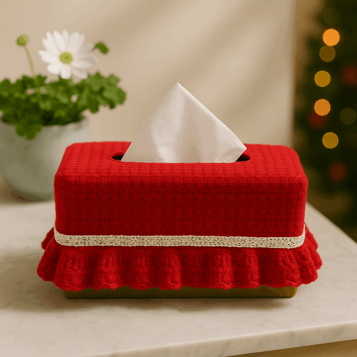 f9a8f025-e3b5-4023-a670-19ddf3dd47b9 Christmas Tissue Box Cover - Red Ruffles - Image 1