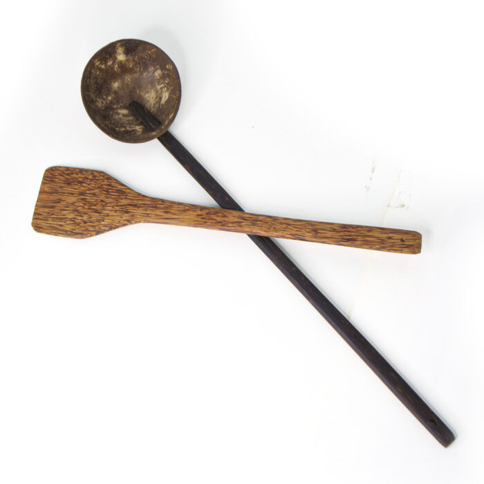 13 Set of Coconut shell and wooden spatula - Image 1