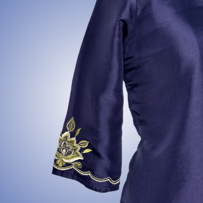 Regal Blue Embroidered Kurti - Image 4