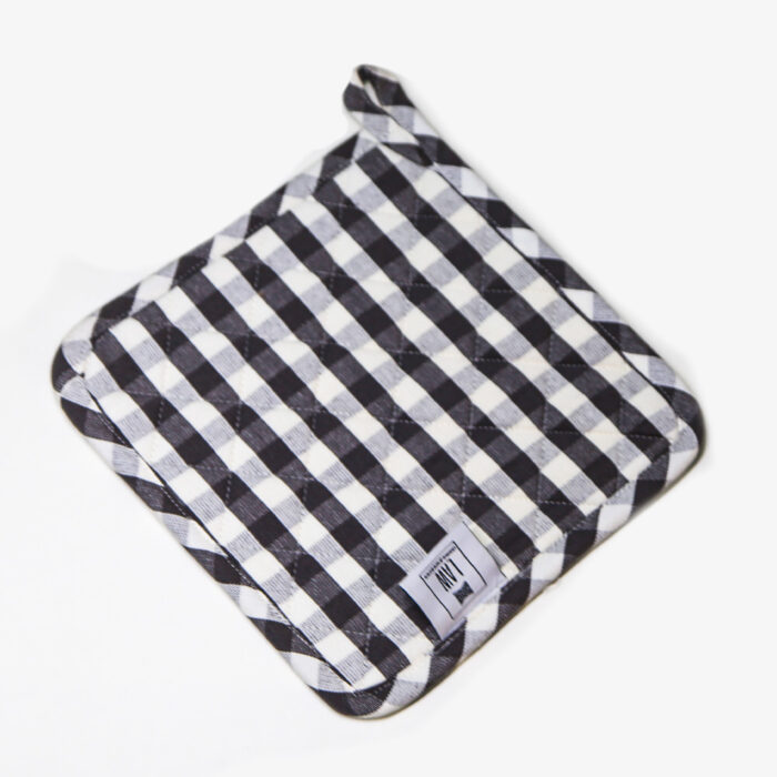 4 Pot Holders with Black & White Stripes (Set of 2) 8 x 8 inch - Image 1