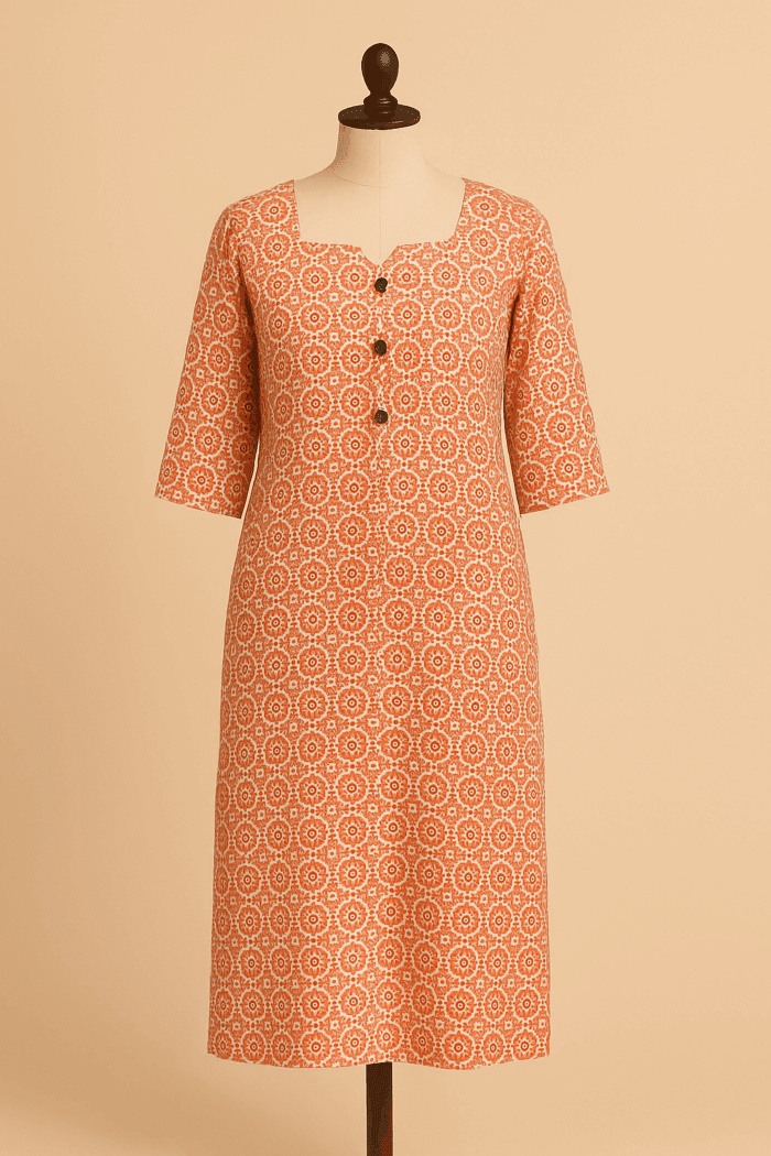 60a9ba83-daa8-4cb7-9528-5b005fb311b0 Rustic Charm Block Print Kurti - Image 1