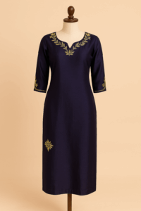 Regal Blue Embroidered Kurti