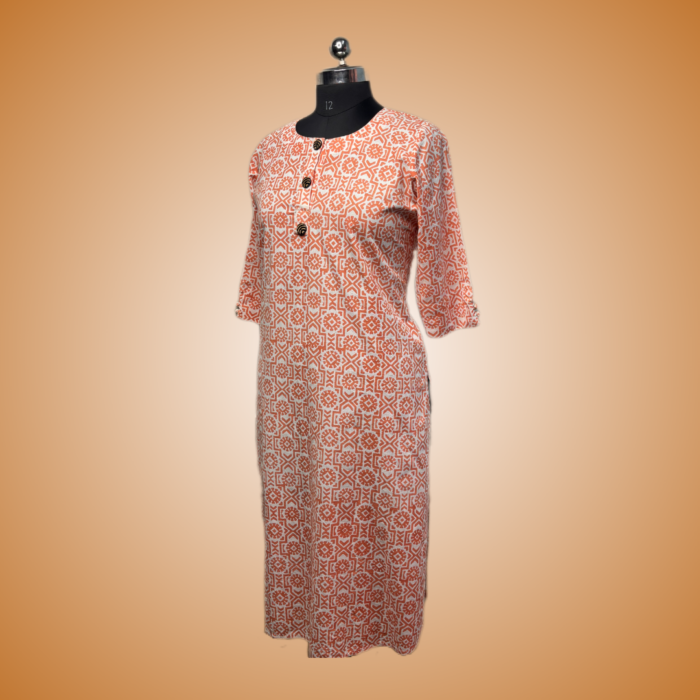 Rustic Charm Block Print Kurti - Image 2