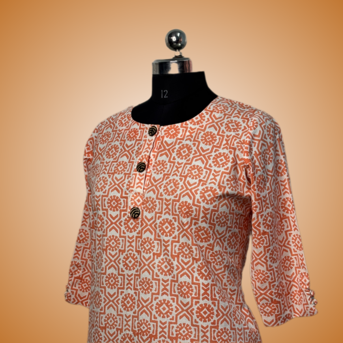 Rustic Charm Block Print Kurti - Image 3