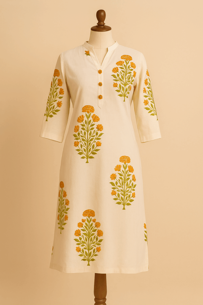 Floral Print Cotton Kurti - Image 1