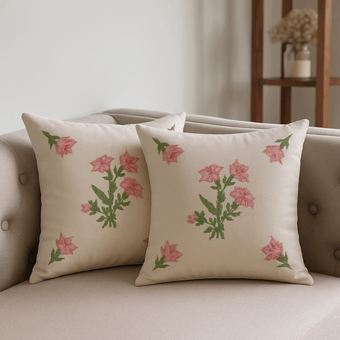 96badaa9-a658-440a-b038-461a7cb78bf2 Premium Handcrafted Embroidery Cushion Cover Set of 2(16×16 inches) - Image 1
