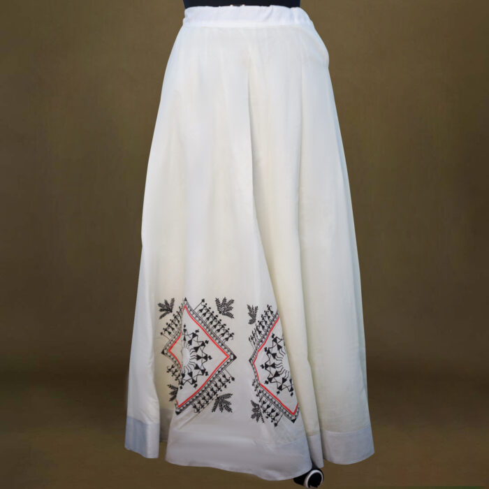 Vishu 2_4_0001_IMG_1617 Handloom Cotton Skirt with Tribal Art Print - Image 1