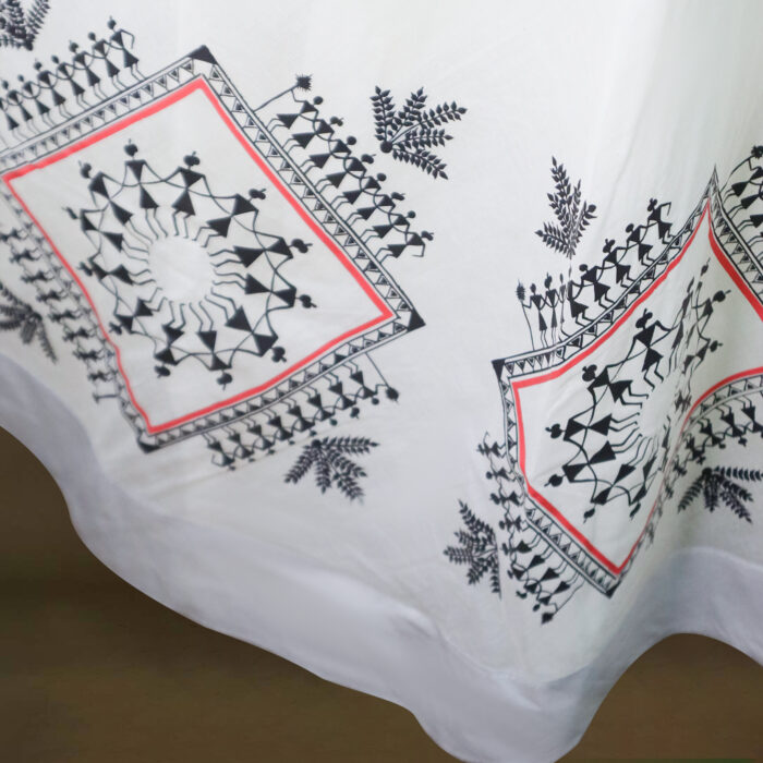 Handloom Cotton Skirt with Tribal Art Print - Image 2