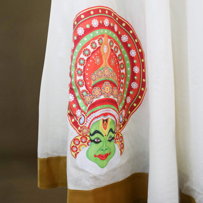 Handloom Cotton Skirt with Kathakali Print - Image 2
