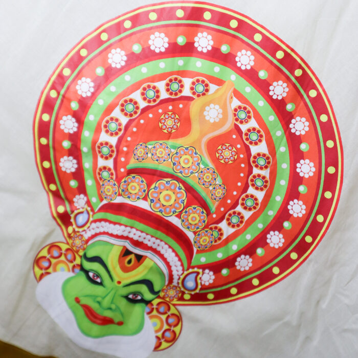 Handloom Cotton Skirt with Kathakali Print - Image 3