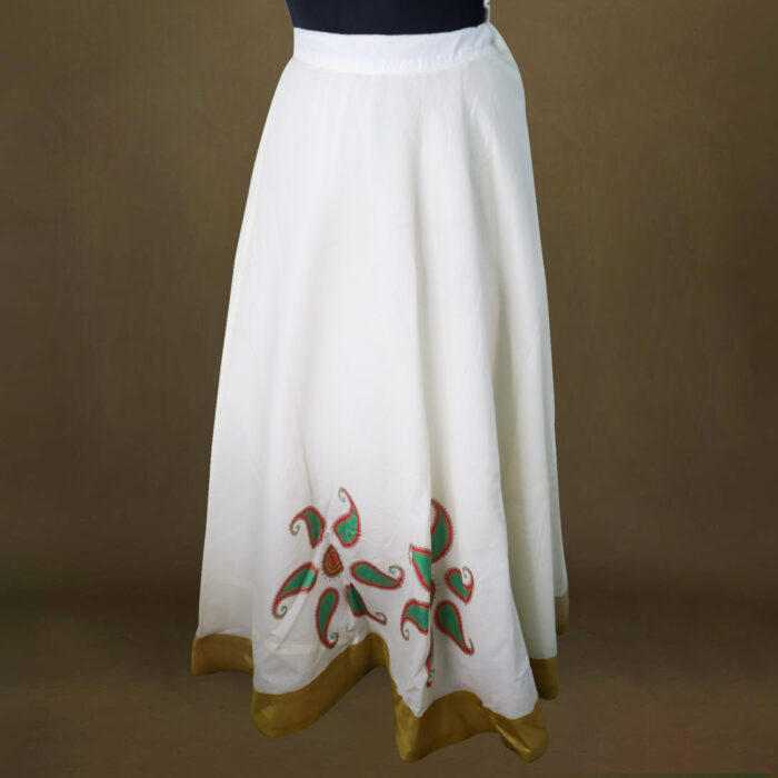 Vishu 2_4_0006_IMG_1634 Handloom Cotton Skirt with Golden Zari Border - Image 1