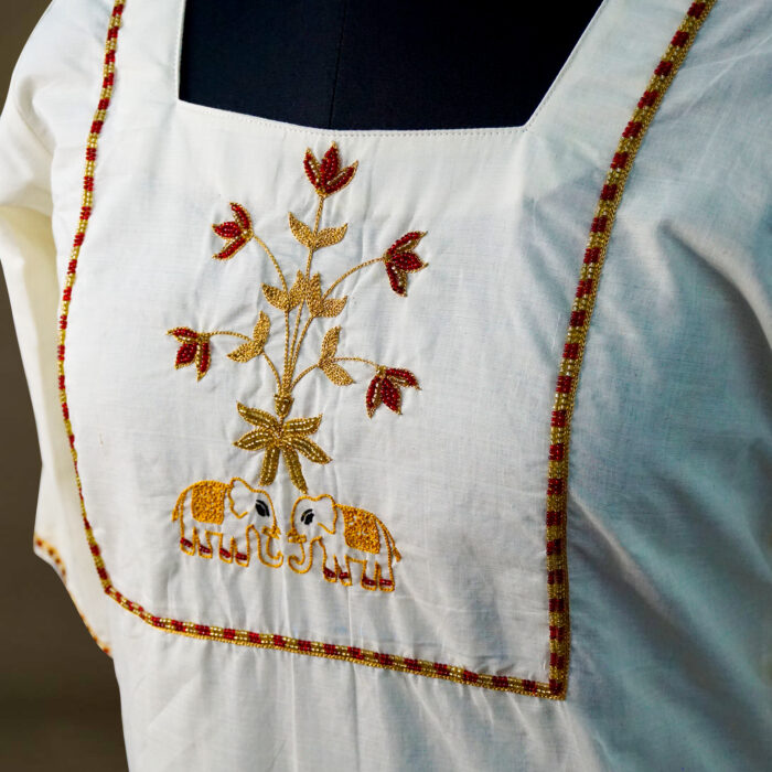 Handloom Cotton Embroidery Kurti - Image 2