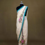 Kerala Handloom Set Mundu with Floral Embroidery - Image 2