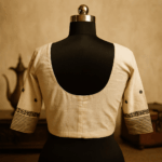 Elegant Handloom Cotton Blouse with Hand Embroidered Sleeves - Image 2