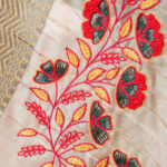 Red Cotton Silk Dupatta with Hand Embroidery (2) - Image 3