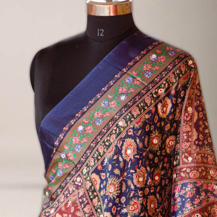 Midnight Garden Chiffon Dupatta – Hand-Embroidered Mirror Work - Image 2