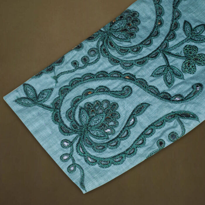 Emerald Bloom – Green Cutwork Handloom Blouse - Image 4