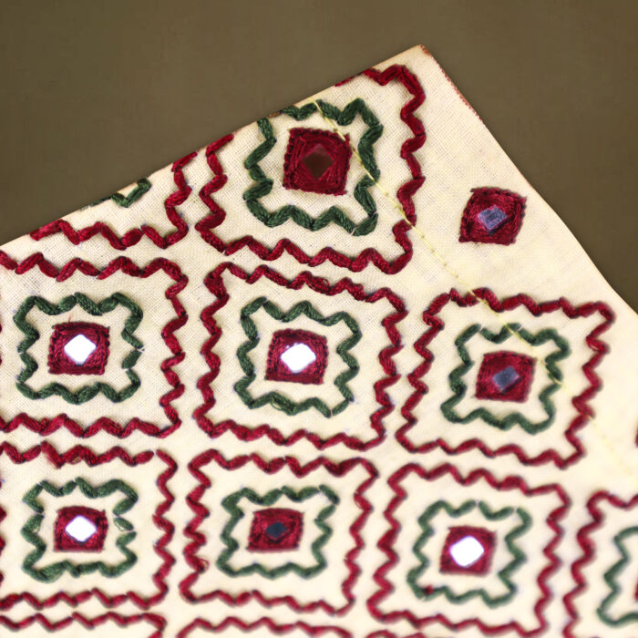 Mirror Maze – Off White Handloom Blouse with Geometric Embroidery - Image 3