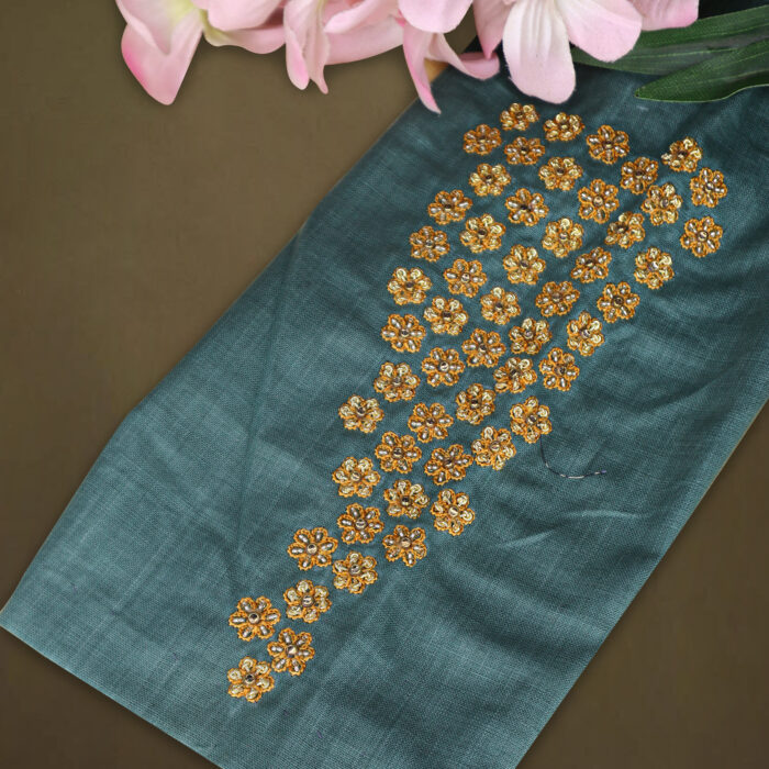 Green handloom cotton embroidered blouse - Image 3
