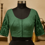 Emerald Bloom – Green Cutwork Handloom Blouse