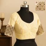 Mirror Maze – Off White Handloom Blouse with Geometric Embroidery