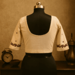 Handloom Cotton Blouse with Maroon Hand Embroidery - Image 2