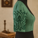 Emerald Bloom – Green Cutwork Handloom Blouse - Image 3