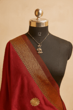 Maroon Cotton Silk Dupatta with Hand Embroidery & Zari Border (3)) - Image 2