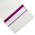 Kerala Handloom Purple Striped Dhoti - Image 2