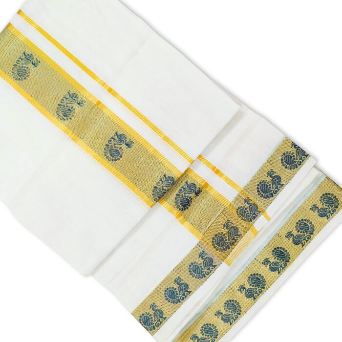 Kerala Handloom Kasavu Dhoti - Image 2