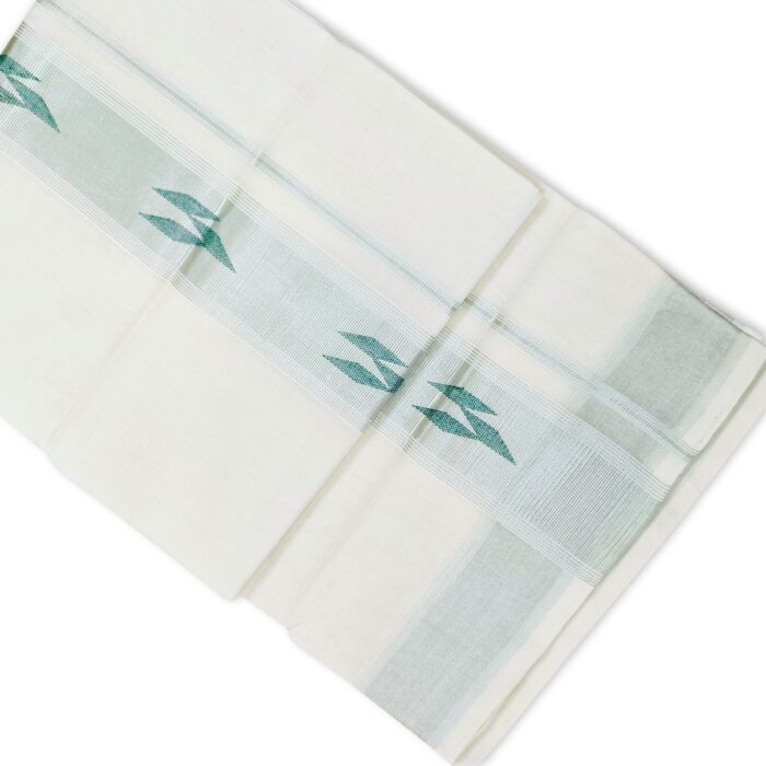 Kerala Handloom Silver Dhoti - Image 2