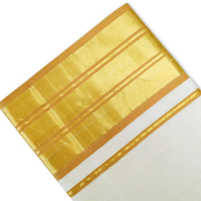 Kerala Handloom Light Brown Saree - Image 2