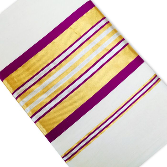 Kerala Handloom Multicolor Kasavu Saree - Image 2