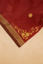 Maroon Cotton Silk Dupatta with Hand Embroidery & Zari Border (3)) - Image 3