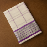 Kerala Handloom Purple Check Saree