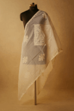 White Whisper Cotton Organza Dupatta – Applique Elegance