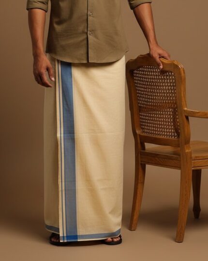Kerala Handloom Lavender Striped Dhoti