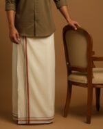 Kerala Handloom Light Brown Striped Dhoti